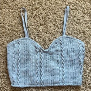 Zara Light Blue Cable Knit Crop Top